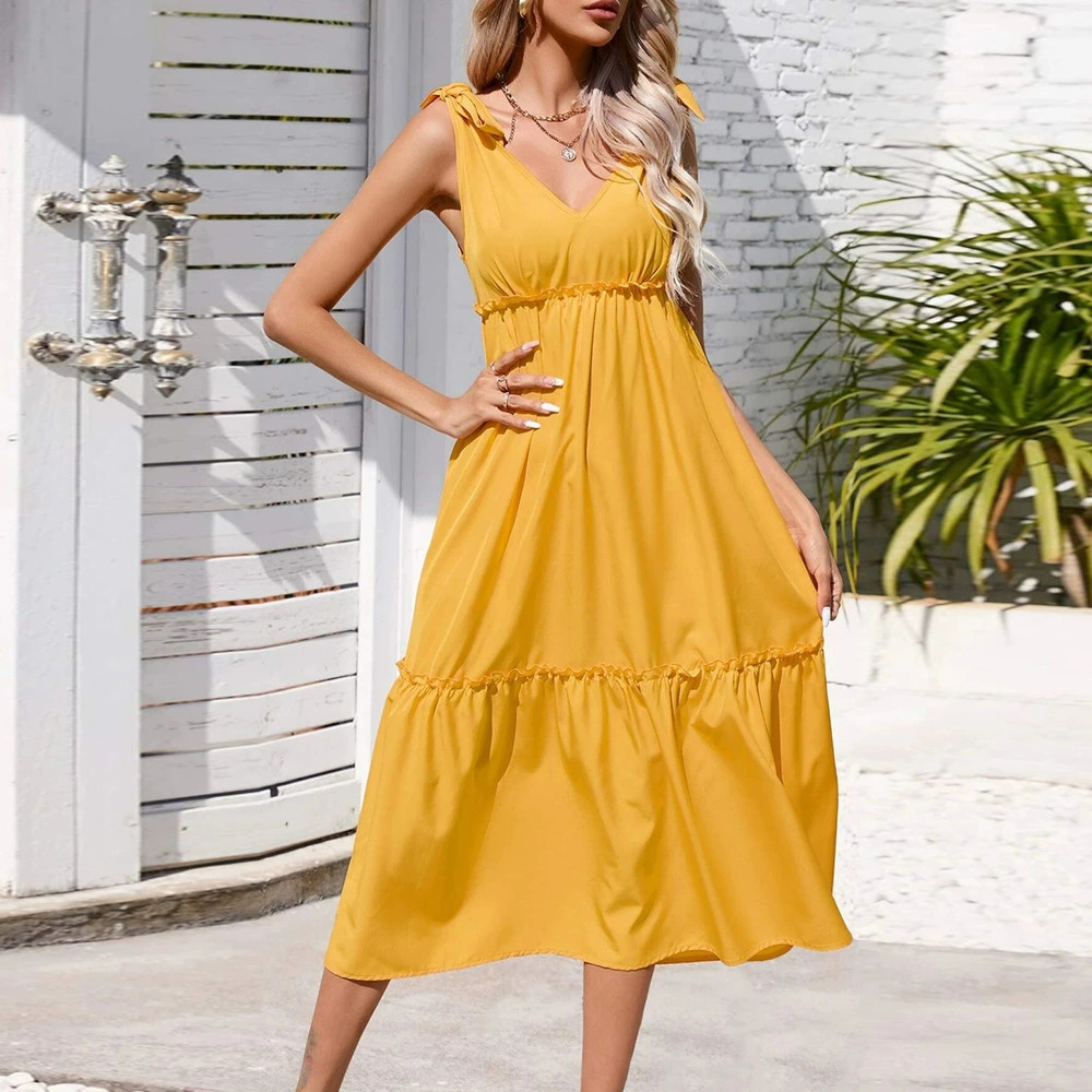 ZARA Beach Vacation Spaghetti Strap Dress Waist Cinching Full Skirt